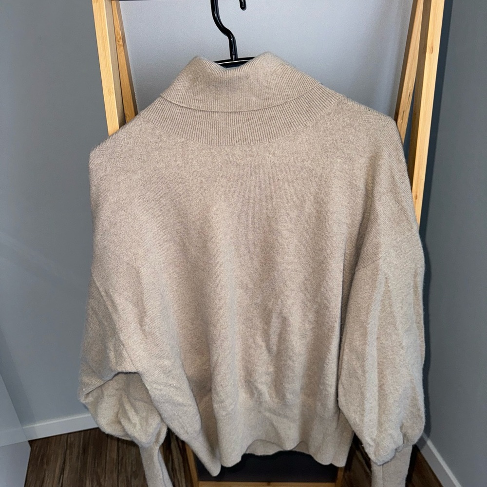 Massimo Dutti Stone Beige Mock Neck Sweater